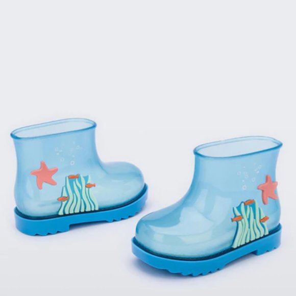 NEW Mini Melissa Baby Toddler Under The Sea Waterproof Starfish Seaweed Wellies - Picture 6 of 7